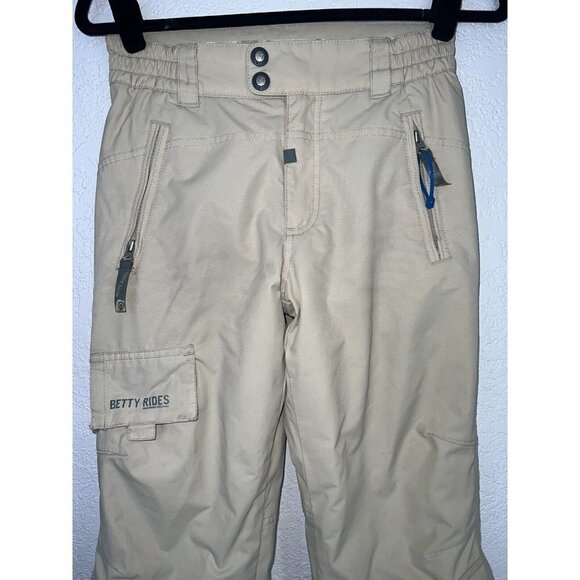 Betty Rides Youth Snowboard Pants Girls 10/12 Medium Tan Color Waterproof F1 - Picture 3 of 10